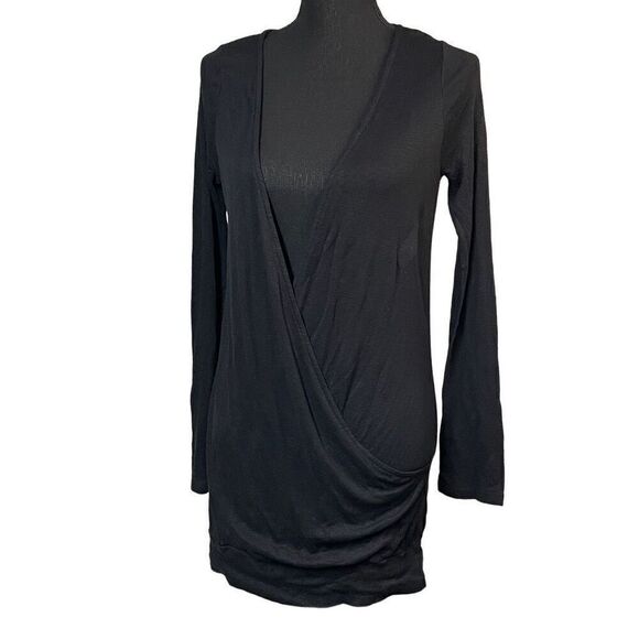 Michael Stars Black Long Sleeve Wrap Tunic - Picture 1 of 6